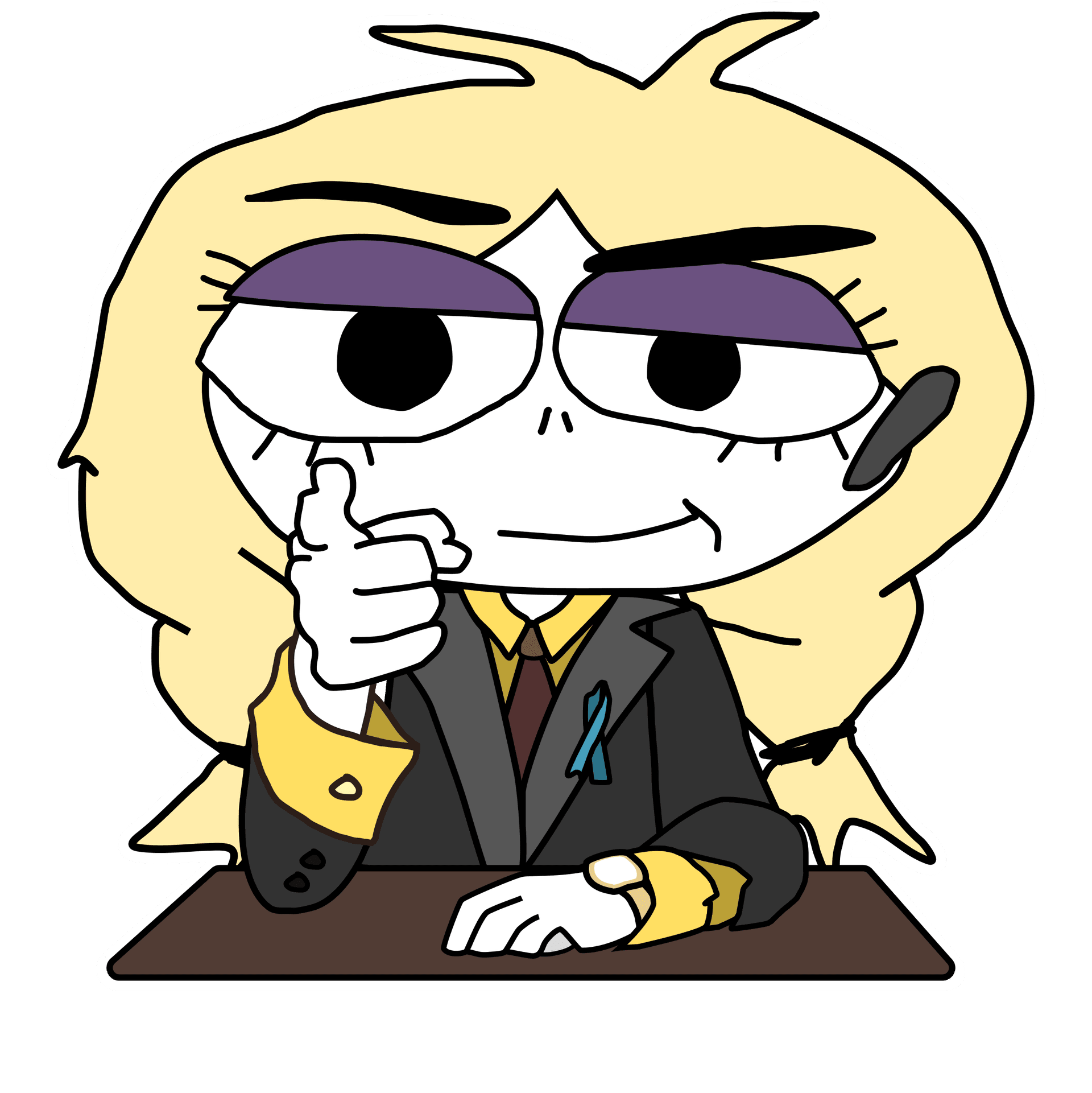 Business character at desk