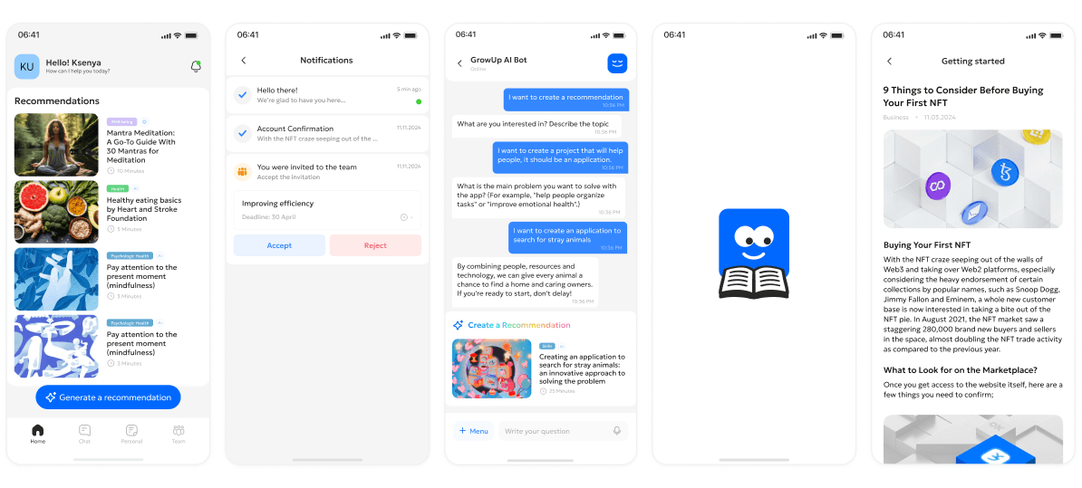 GrowUP Team Tasks Interface