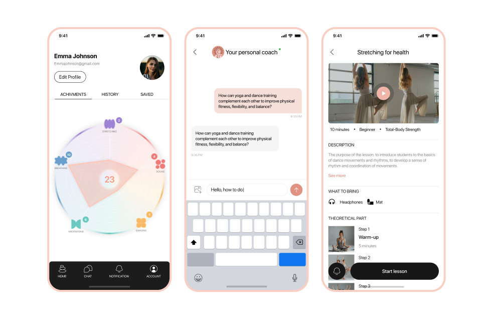 APP DanceEase - detailed view