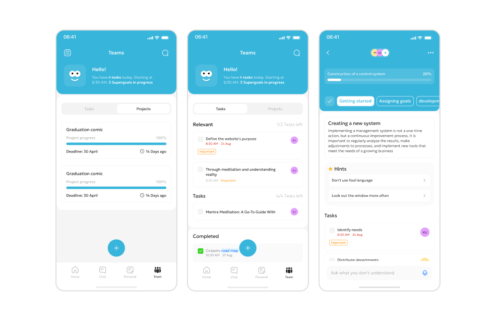APP GrowUP - detailed view